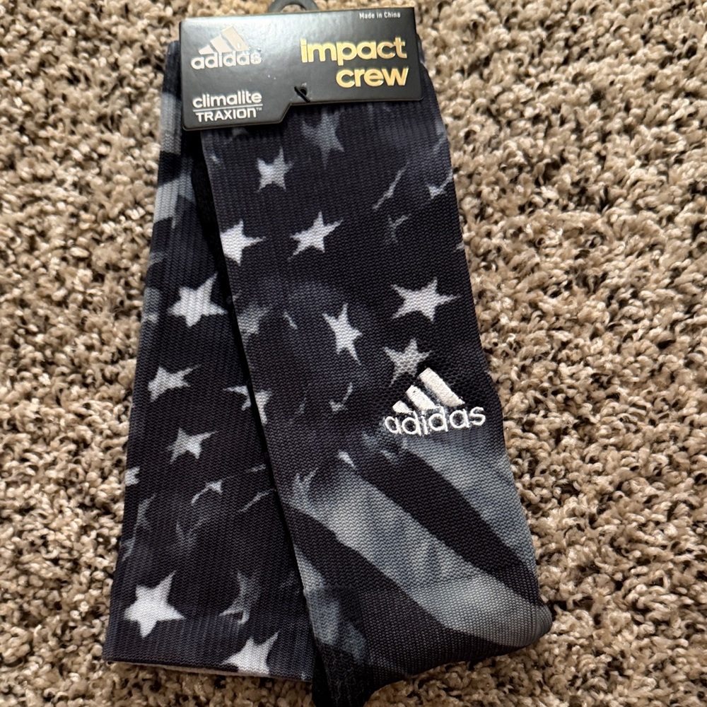 Adidas Impact Crew Socks - Black and White Star Pattern